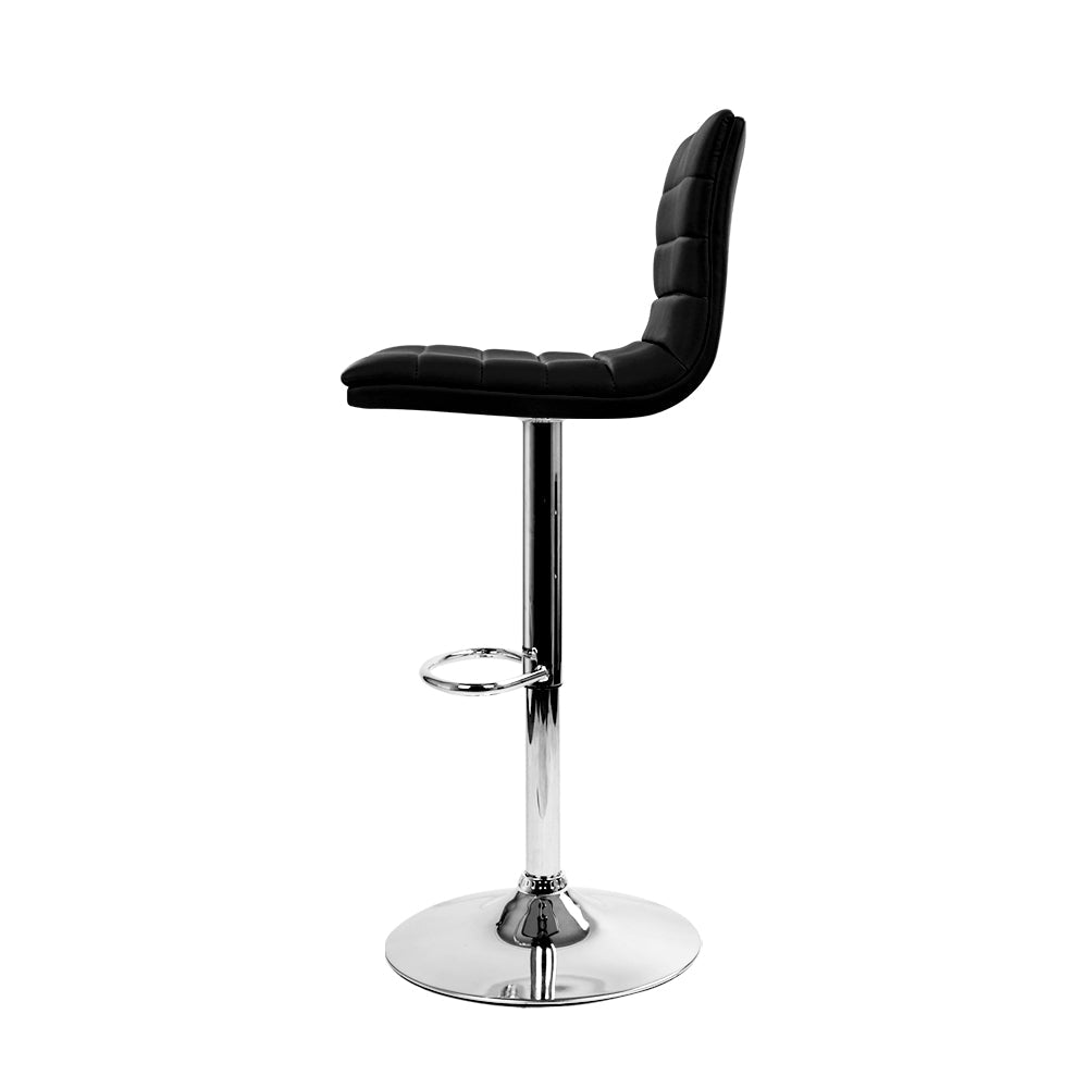 Artiss Set of 4 PU Leather Lined Pattern Bar Stools- Black and Chrome-3