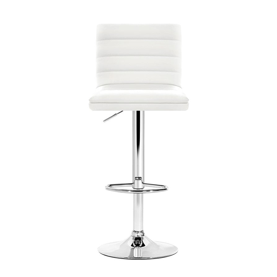 Artiss Set of 4 PU Leather Lined Pattern Bar Stools- White and Chrome-2