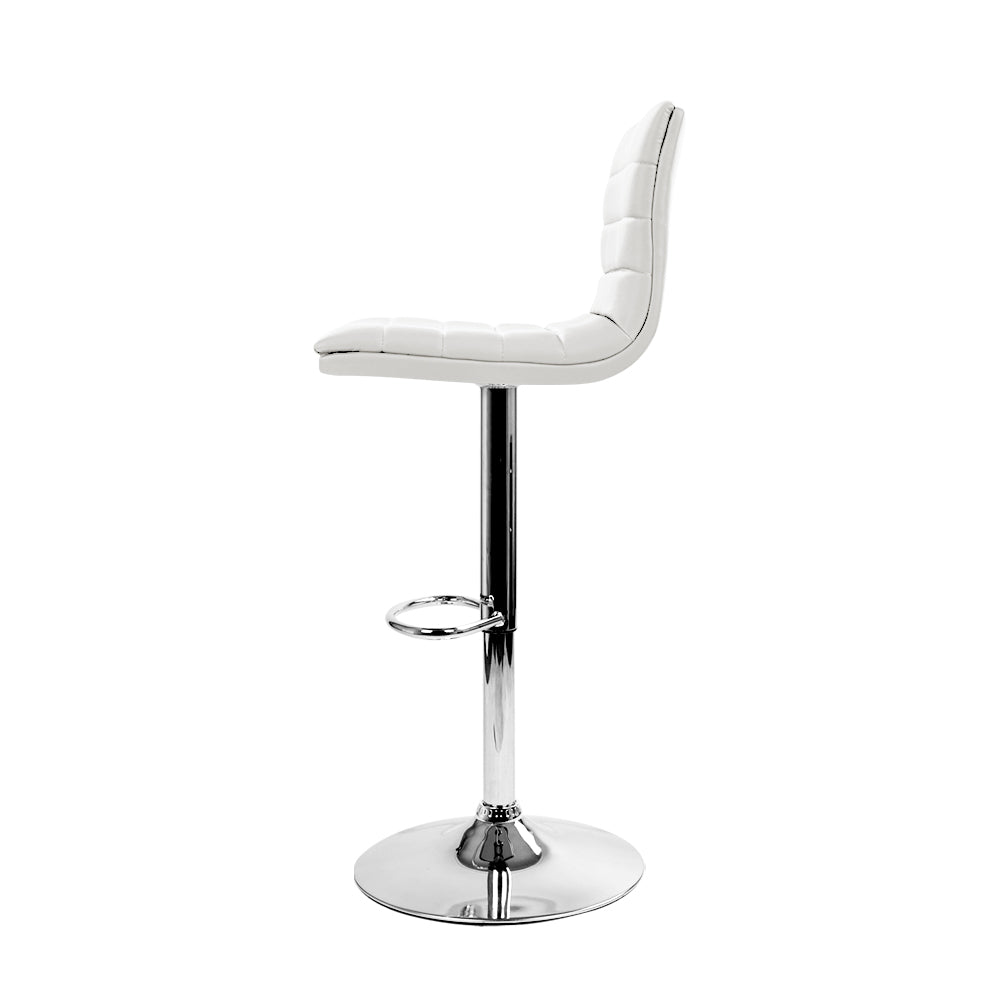 Artiss Set of 4 PU Leather Lined Pattern Bar Stools- White and Chrome-3