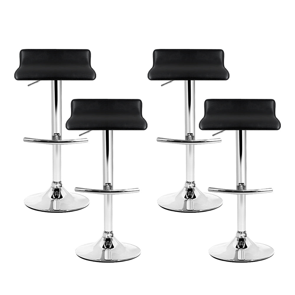 Artiss Set of 4 PU Leather Wave Style Bar Stools - Black-2