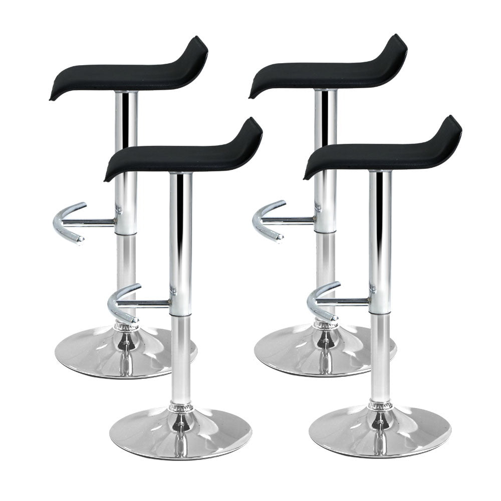 Artiss Set of 4 PU Leather Wave Style Bar Stools - Black-3