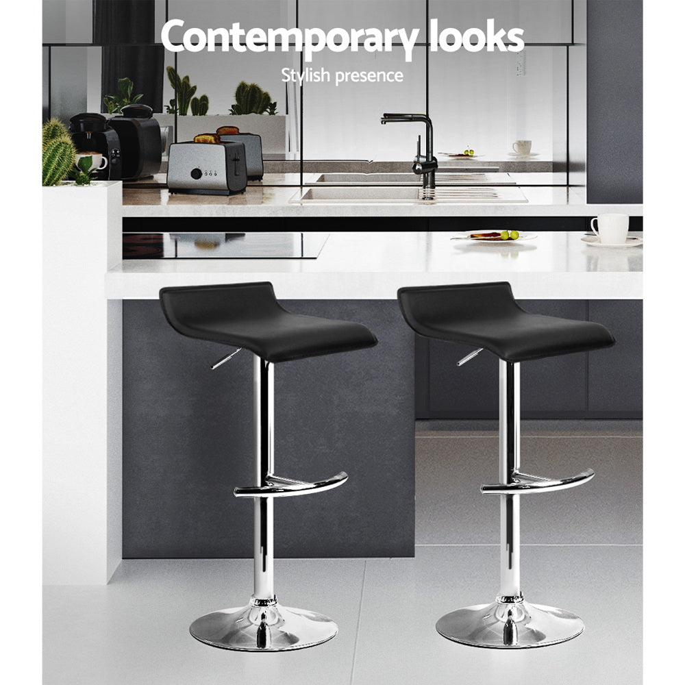 Artiss Set of 4 PU Leather Wave Style Bar Stools - Black-4