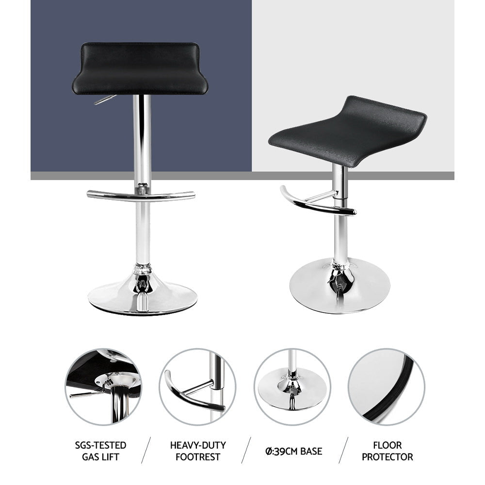 Artiss Set of 4 PU Leather Wave Style Bar Stools - Black-5