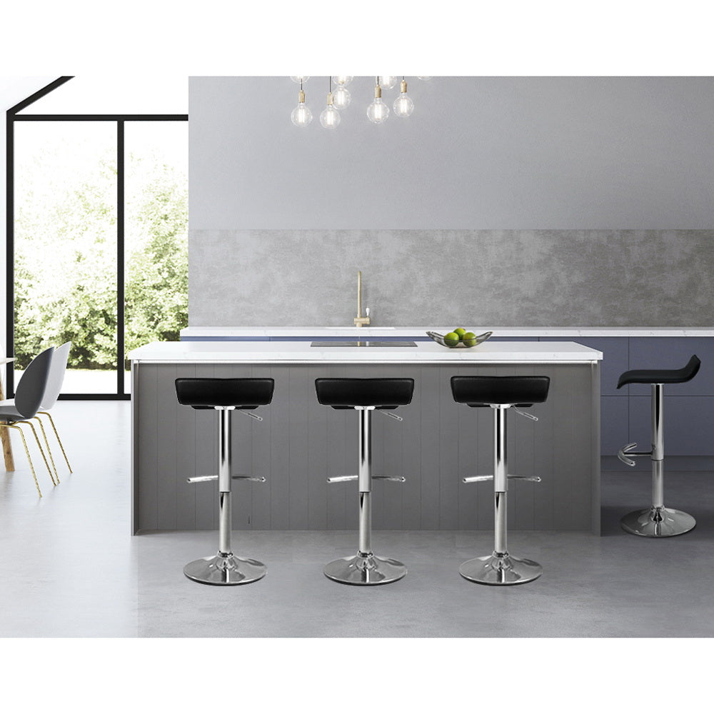 Artiss Set of 4 PU Leather Wave Style Bar Stools - Black-6
