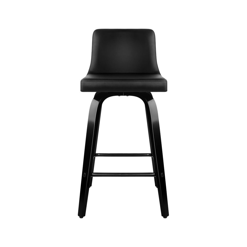 Artiss Set of 4 Wooden PU Leather Bar Stool - Black-2
