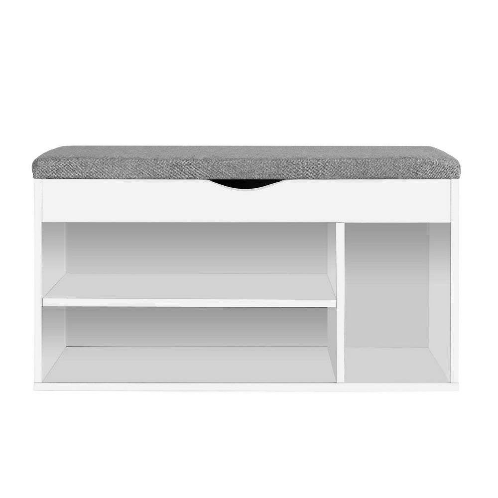 Artiss Shoe Cabinet Bench Shoes Organiser Storage Rack Shelf White Cupboard Box-2