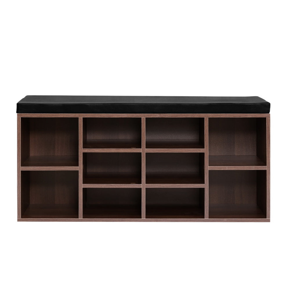 Artiss Shoe Cabinet Bench Shoes Storage Rack Organiser Shelf Cupboard Box Walnut-2