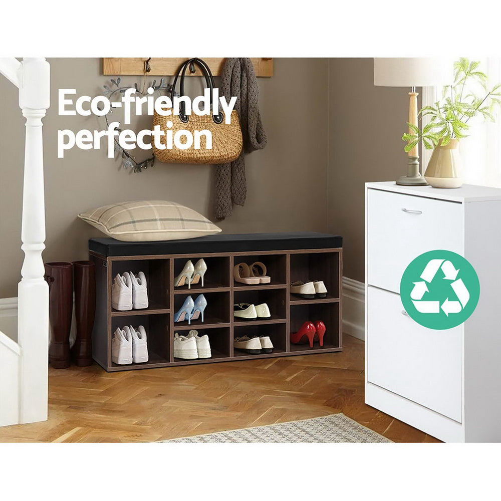 Artiss Shoe Cabinet Bench Shoes Storage Rack Organiser Shelf Cupboard Box Walnut-6