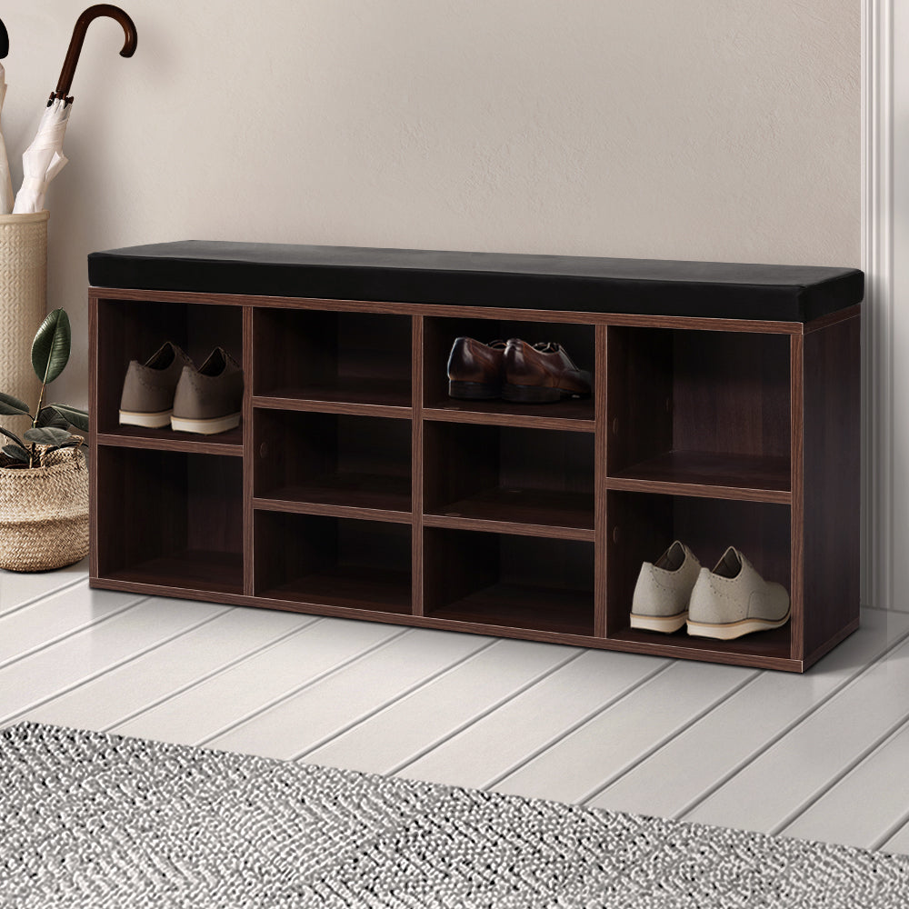 Artiss Shoe Cabinet Bench Shoes Storage Rack Organiser Shelf Cupboard Box Walnut-7