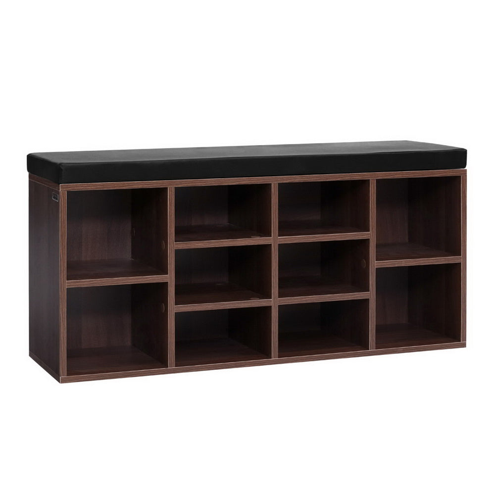Artiss Shoe Cabinet Bench Shoes Storage Rack Organiser Shelf Cupboard Box Walnut-0