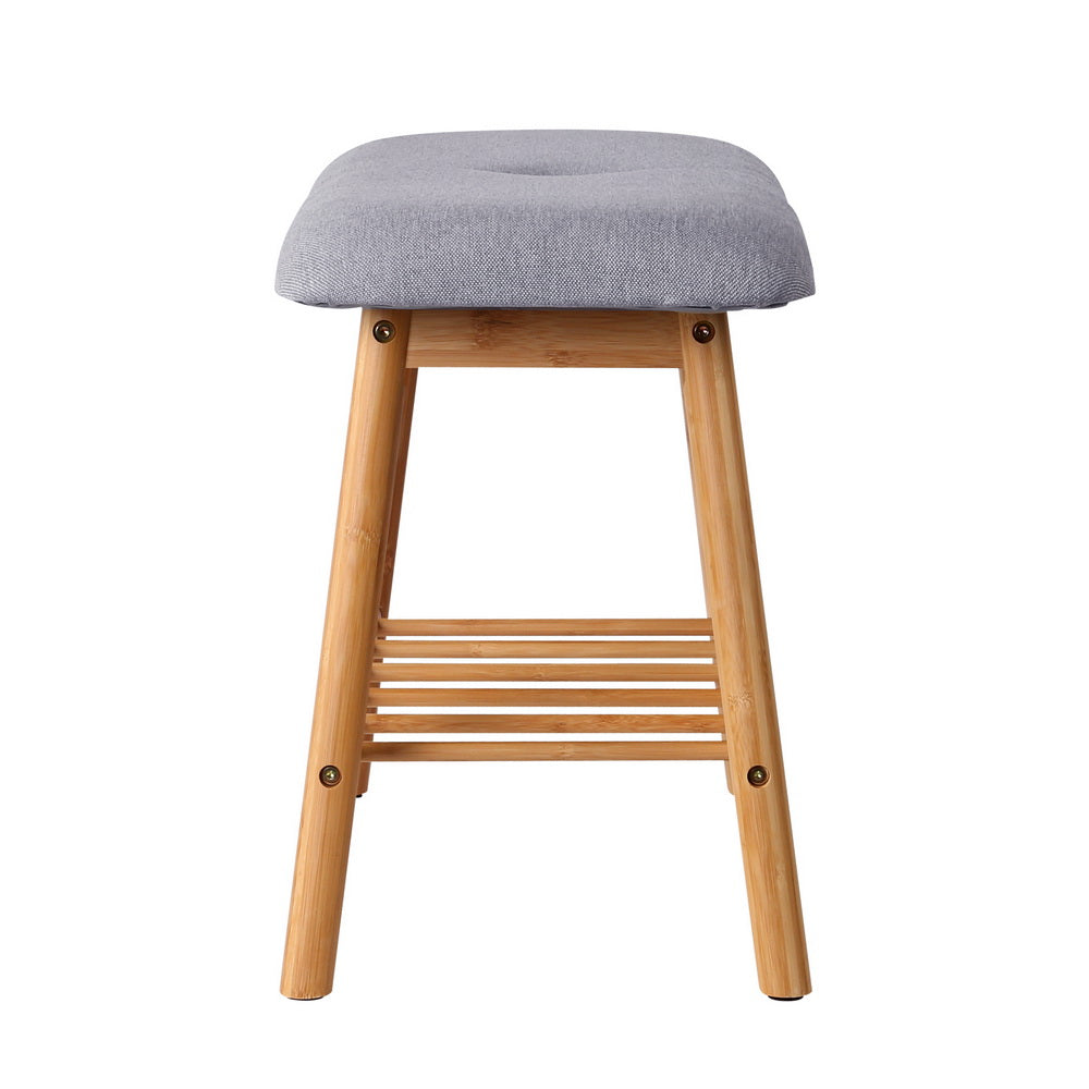 Artiss Shoe Rack Seat Bench Chair Shelf Organisers Bamboo Grey-3