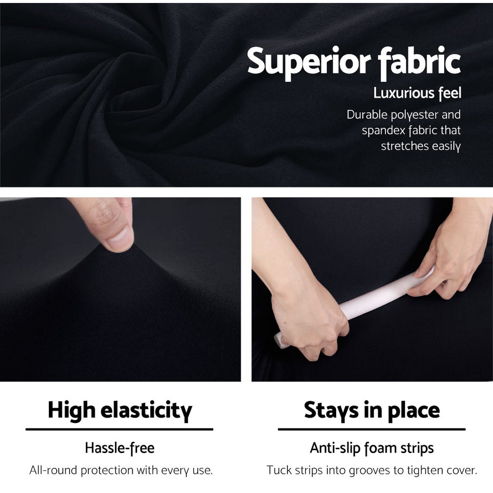 Artiss Sofa Cover Elastic Stretchable Couch Covers Black 3 Seater-3
