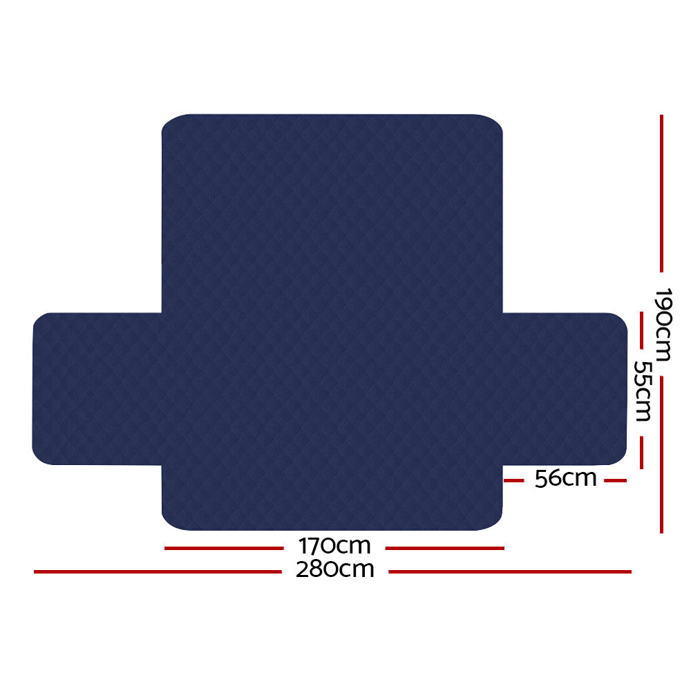 Artiss Sofa Cover Quilted Couch Covers Lounge Protector Slipcovers 3 Seater Navy-1