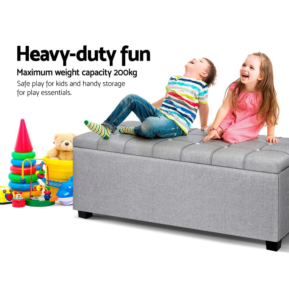 Artiss Storage Ottoman Footstool Blanket Box Foot Stool Bench Toy Seat Grey-2