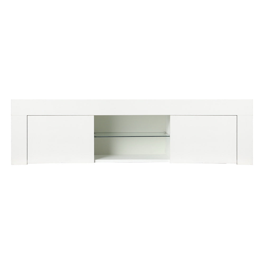 Artiss TV Cabinet Entertainment Unit Stand RGB LED Gloss Furniture 130cm White-1