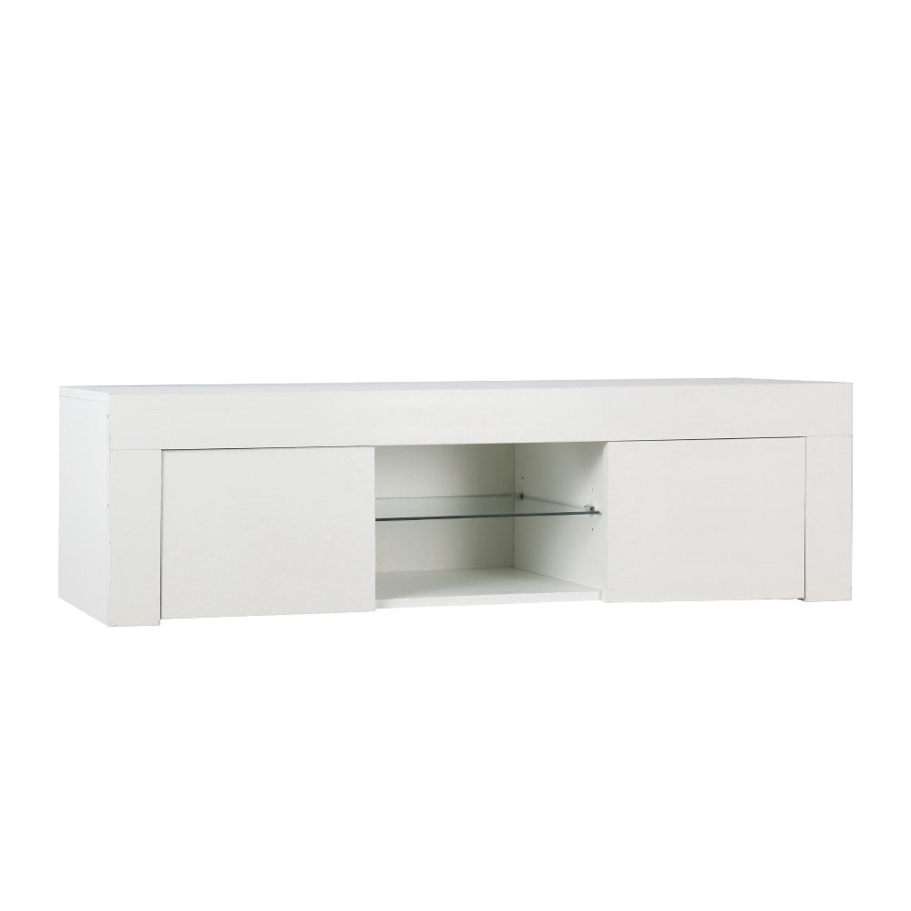 Artiss TV Cabinet Entertainment Unit Stand RGB LED Gloss Furniture 130cm White-0