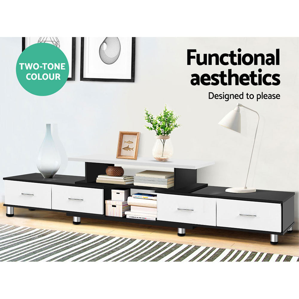 Artiss TV Cabinet Entertainment Unit Stand Wooden 160CM To 220CM Storage Drawers Black White-6