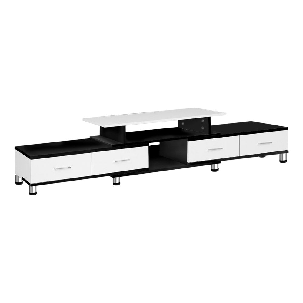 Artiss TV Cabinet Entertainment Unit Stand Wooden 160CM To 220CM Storage Drawers Black White-0