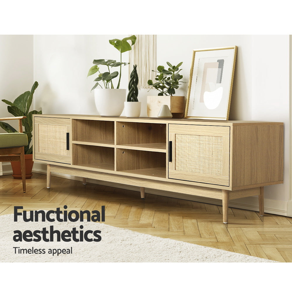 Artiss TV Cabinet Entertainment Unit Storage Cabinets Rattan Wooden 180CM-4