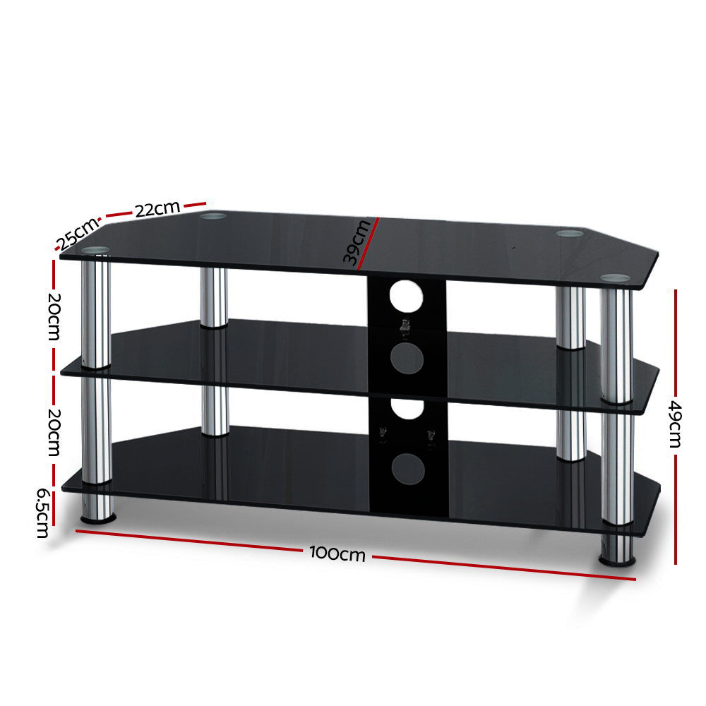Artiss TV Stand Entertainment Unit Media Cabinet Temptered Glass 3 Tiers-1