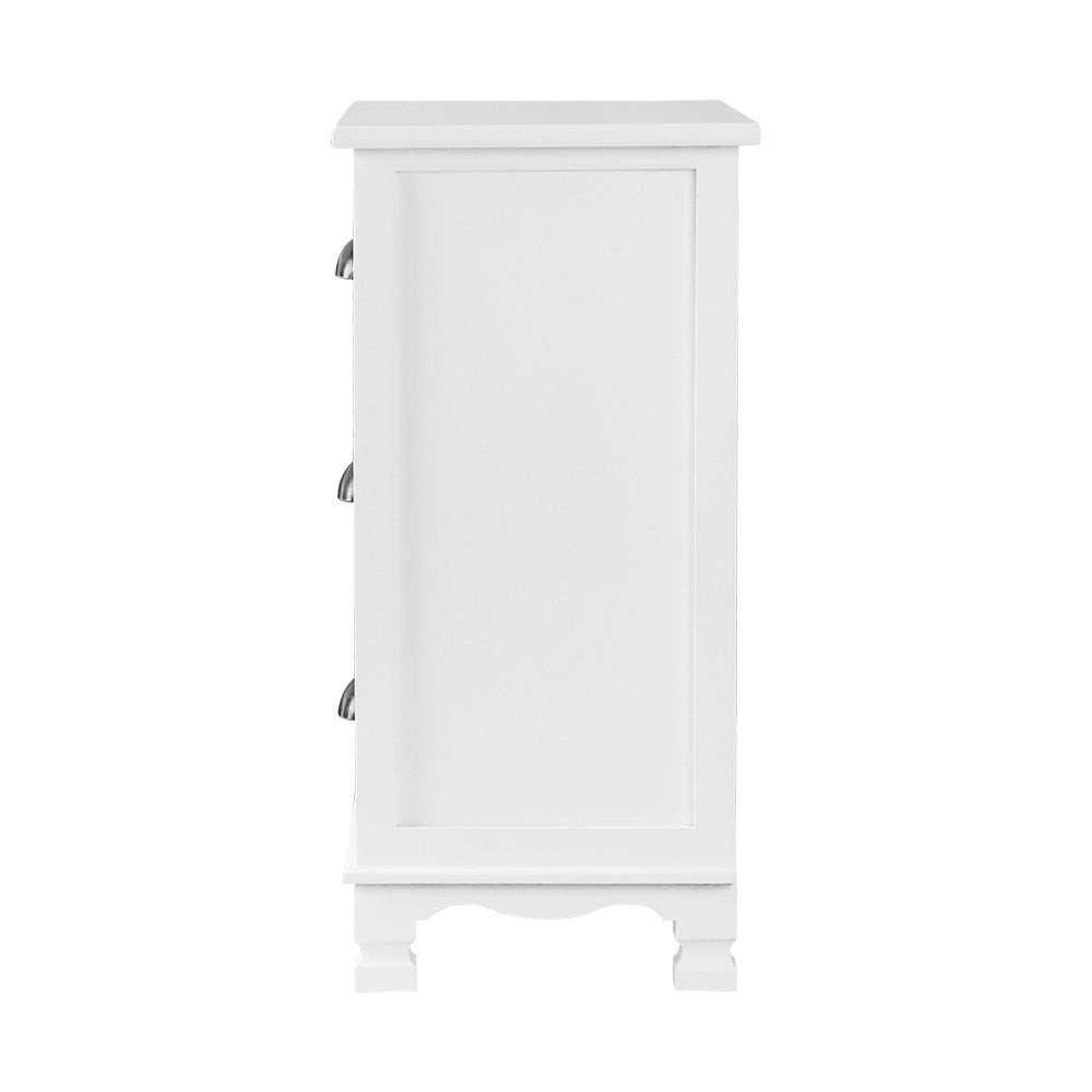 Artiss Vintage Bedside Table Chest Storage Cabinet Nightstand White-3