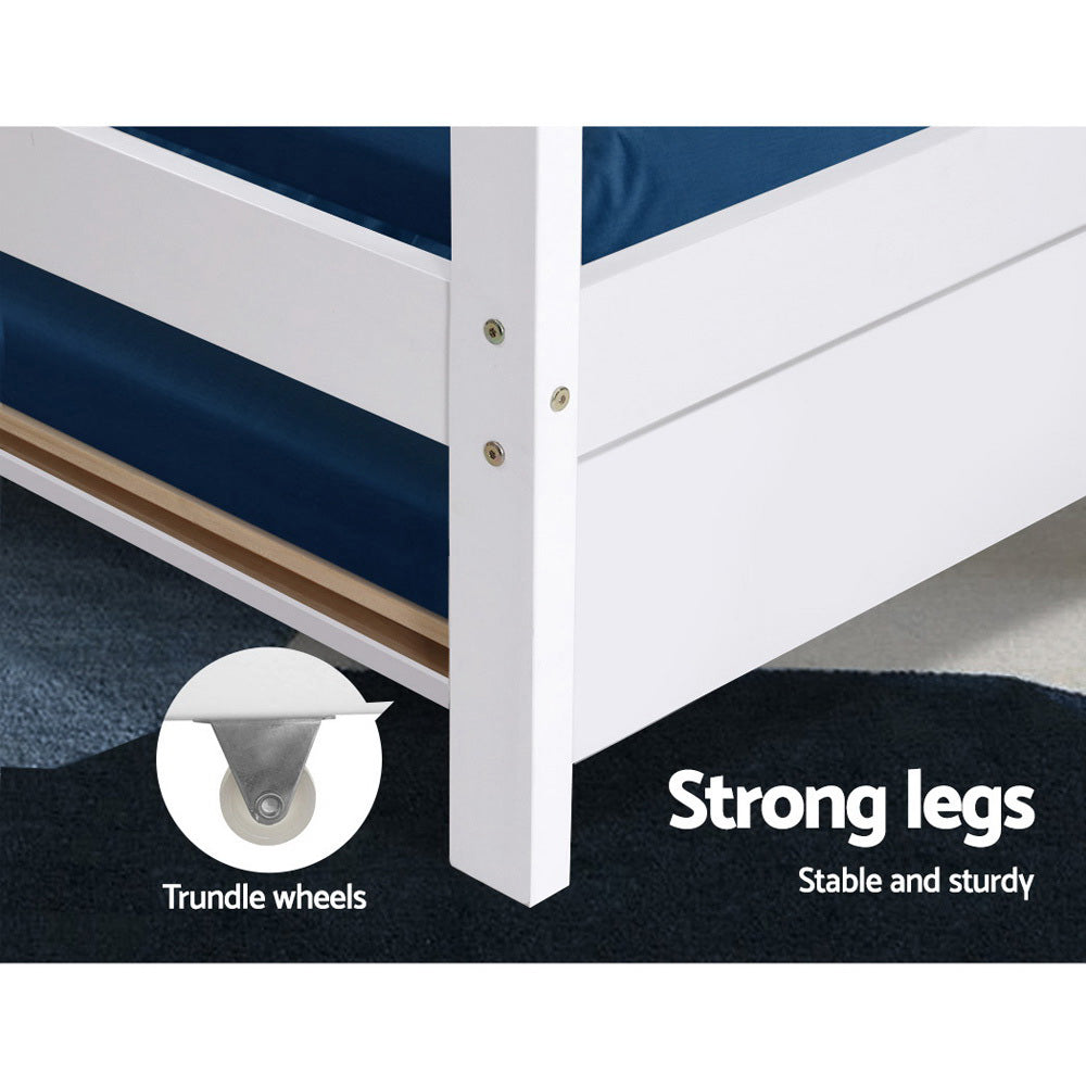 Artiss Wooden Bed Frame Single Size Mattress Base Pine Timber Platform White HOLY-5