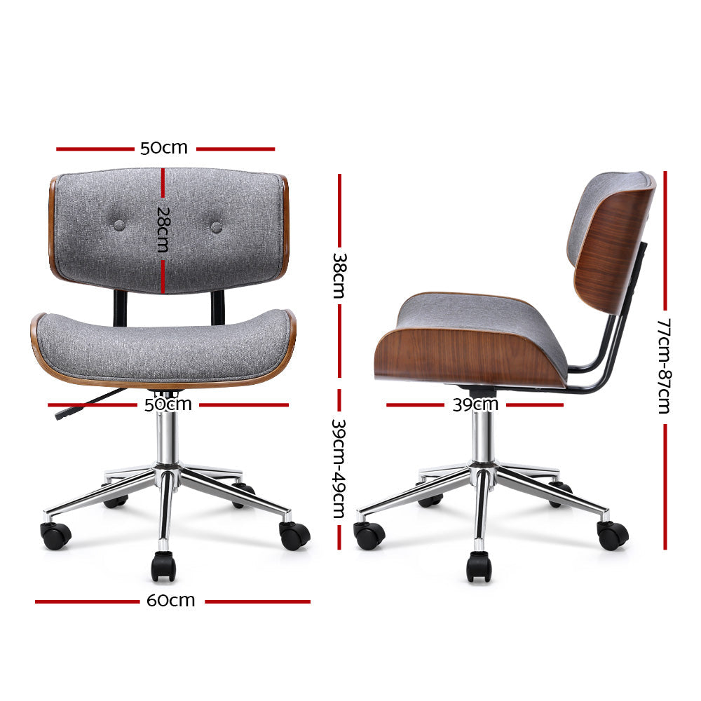 Artiss Wooden Fabric Office Chair Grey-1