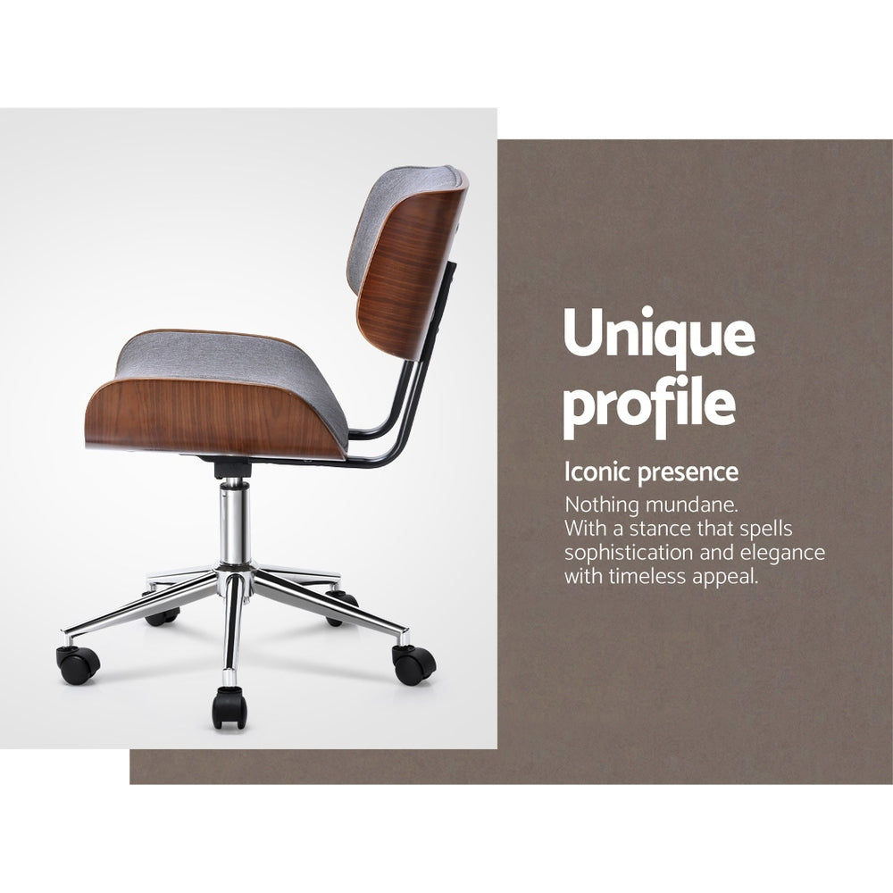Artiss Wooden Fabric Office Chair Grey-6