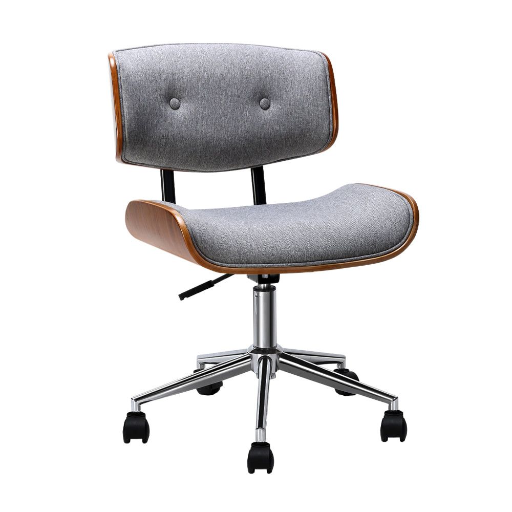 Artiss Wooden Fabric Office Chair Grey-0