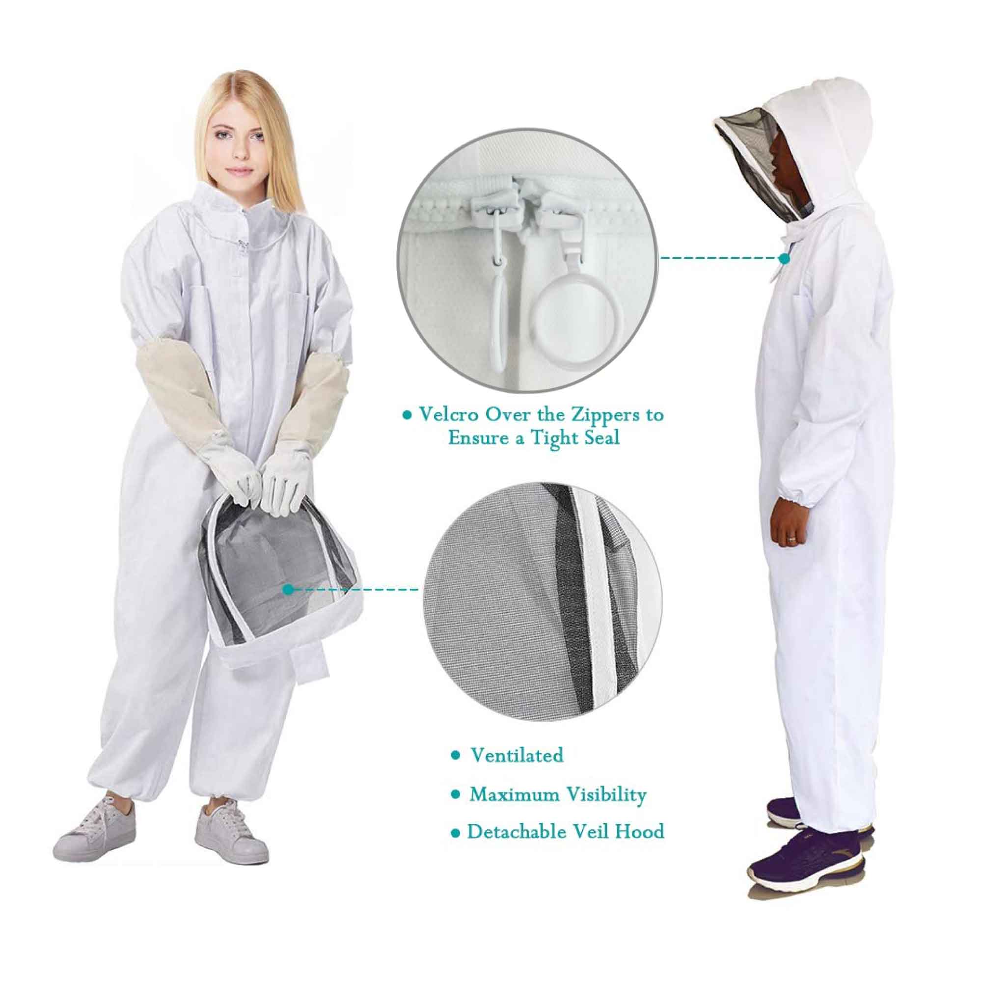 Beekeeping Suit Outfit Bee Hooded Cotton Ventilated Bee Keeping Protective Overalls-9