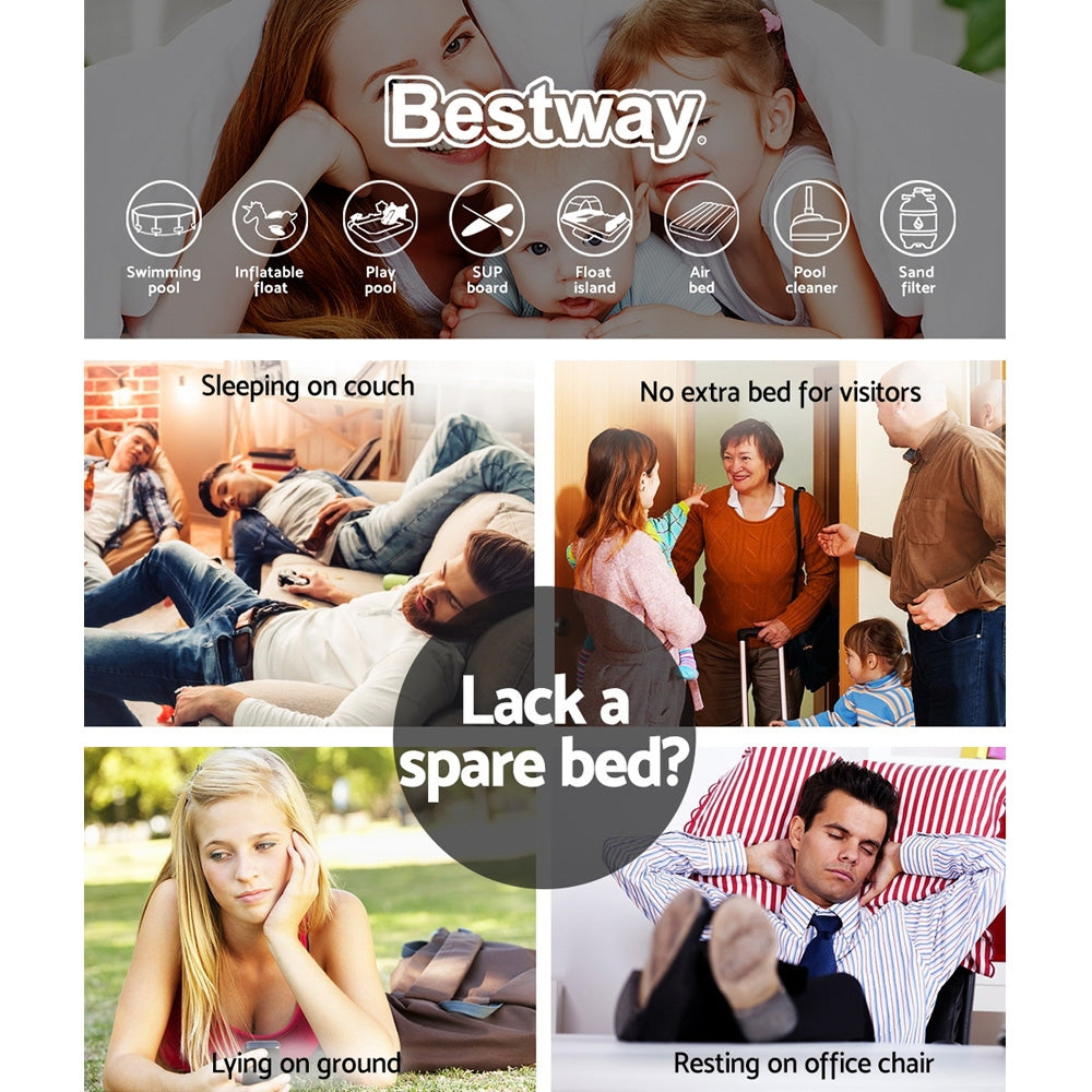 Bestway Queen Air Bed Inflatable Mattress Sleeping Mat Built-in Pump-3