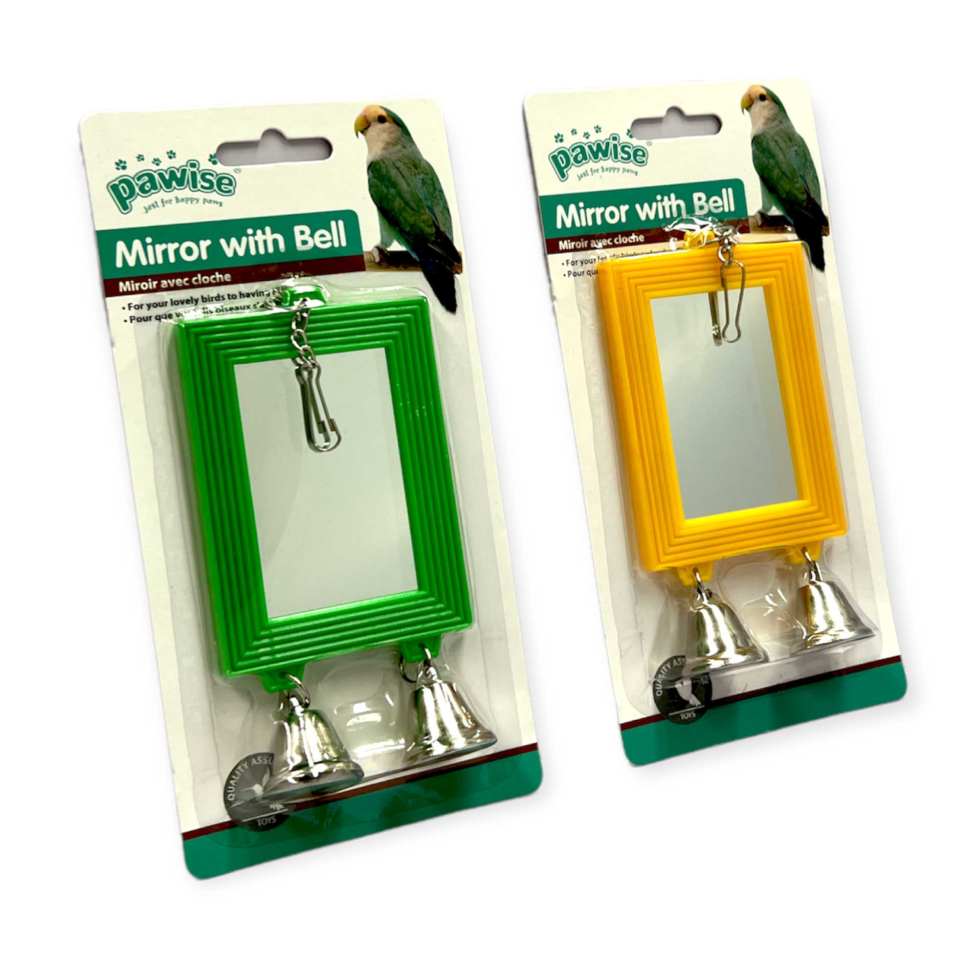 Bird Mirror With Bells - Aviary Toy Budgie Parrot Cockatiel Cage Entertainer-0