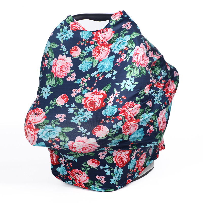 Breastfeeding Cover Cotton Nursing Maternity - Navy Floral-0