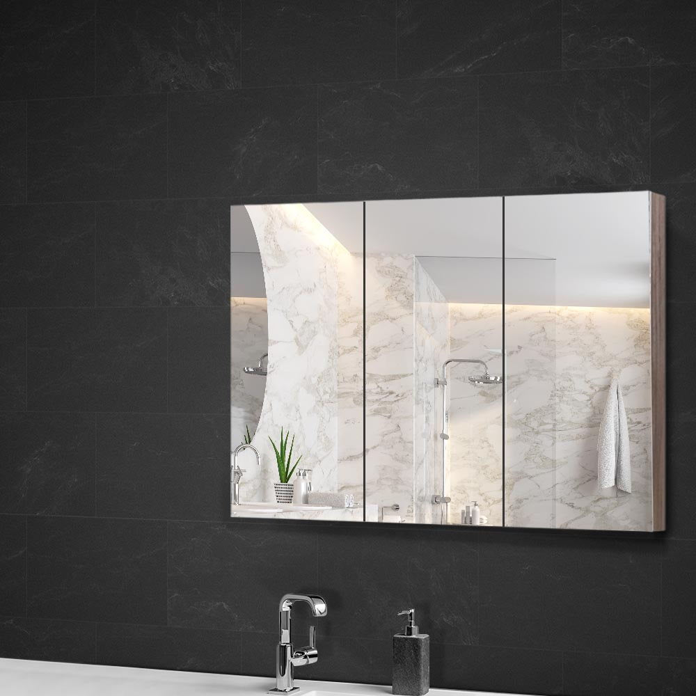 Cefito Bathroom Mirror Cabinet 900mm x720mm - Natural-6