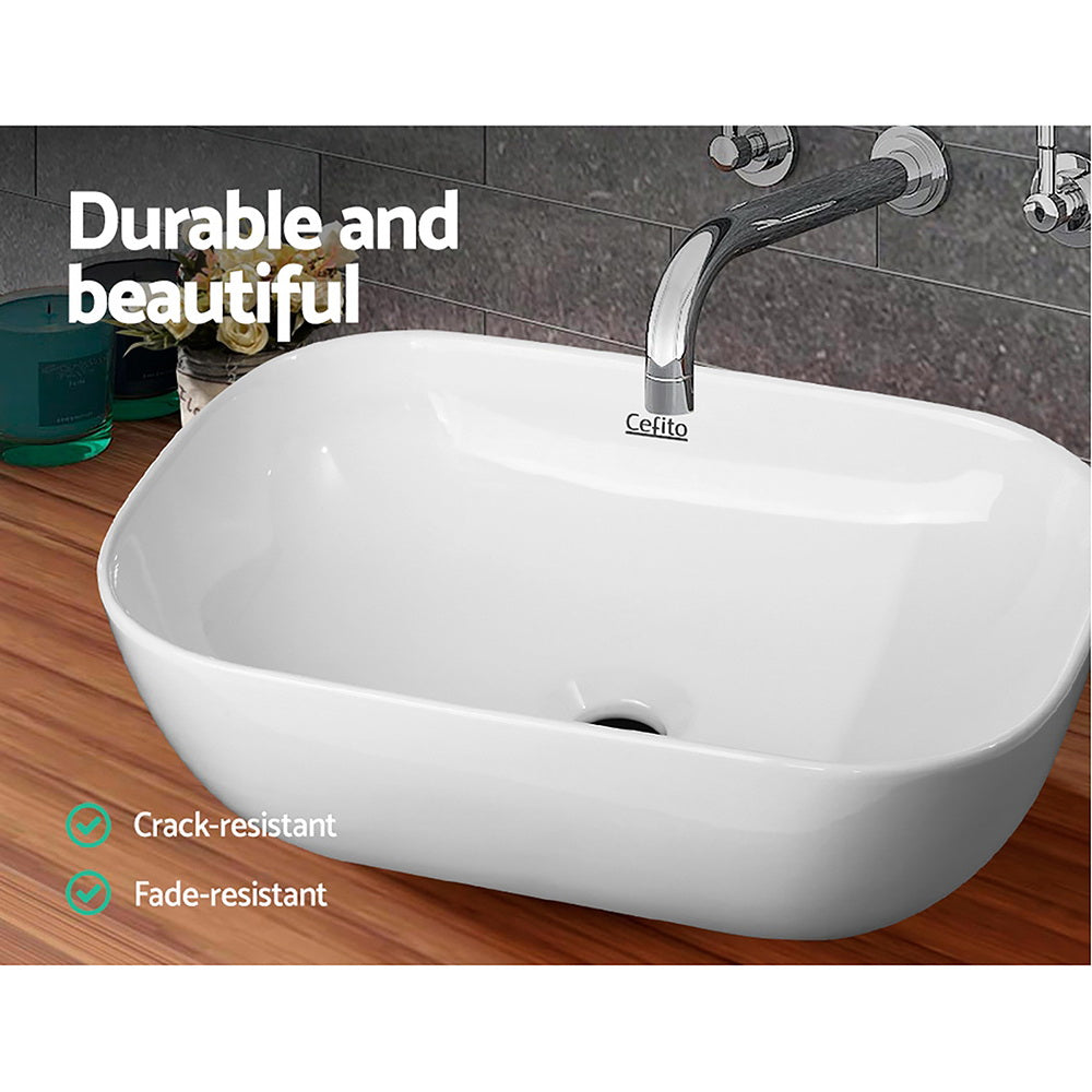 Cefito Ceramic Bathroom Basin Sink Vanity Above Counter Basins White Hand Wash-3