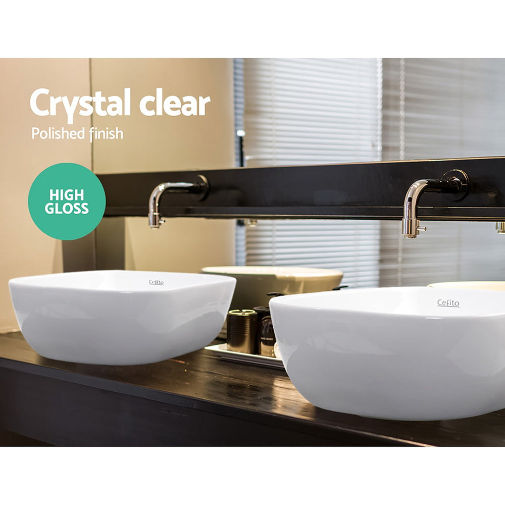 Cefito Ceramic Bathroom Basin Sink Vanity Above Counter Basins White Hand Wash-5