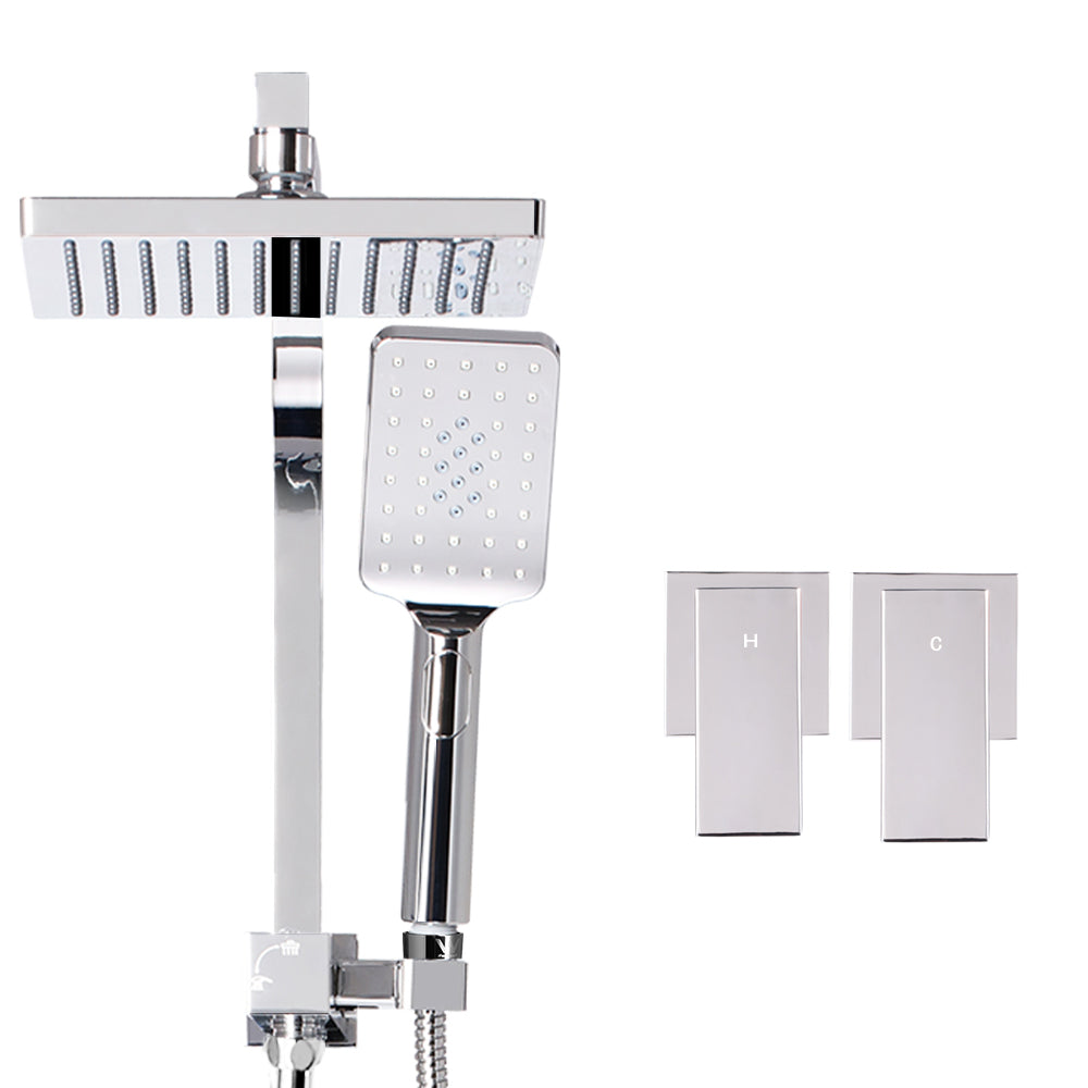Cefito WELS 8'' Rain Shower Head Taps Square Handheld High Pressure Wall Chrome-2