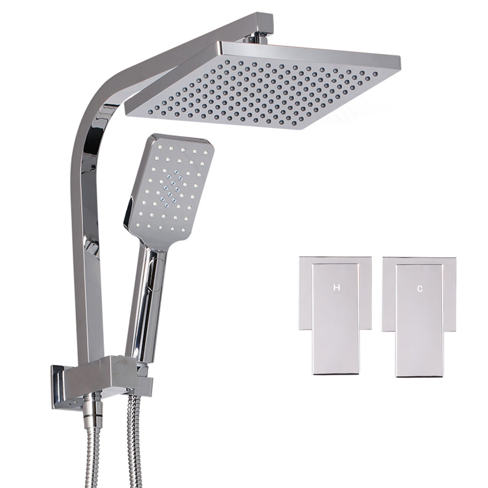 Cefito WELS 8'' Rain Shower Head Taps Square Handheld High Pressure Wall Chrome-3