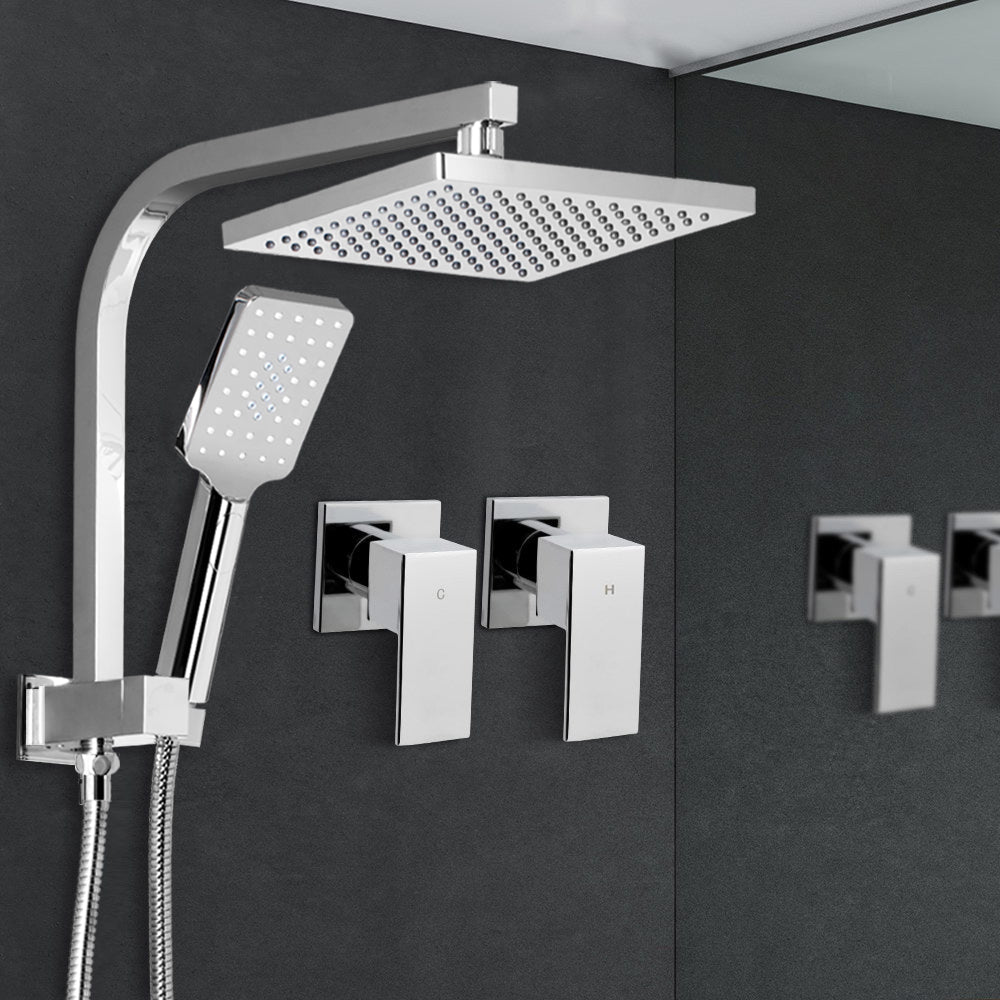 Cefito WELS 8'' Rain Shower Head Taps Square Handheld High Pressure Wall Chrome-7