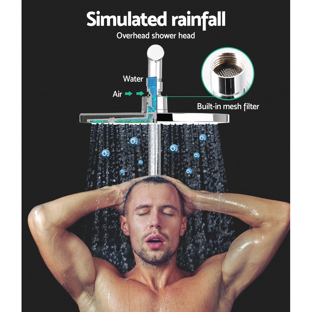 Cefito WELS 9'' Rain Shower Head Mixer Round Handheld High Pressure Wall Chrome-3