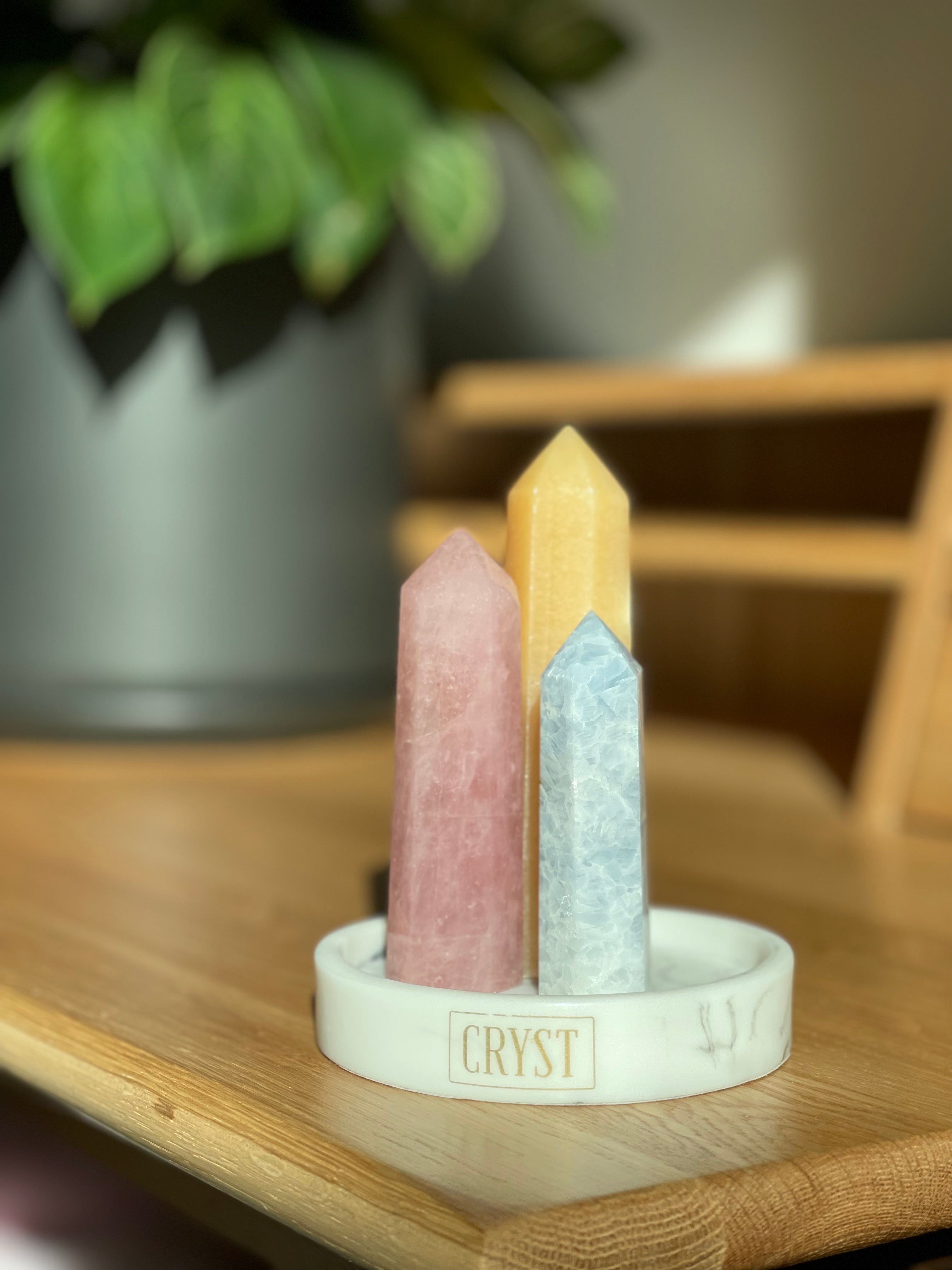 Children's Crystal Trio - Orange Calcite, Rose Quartz + Blue Calcite-3