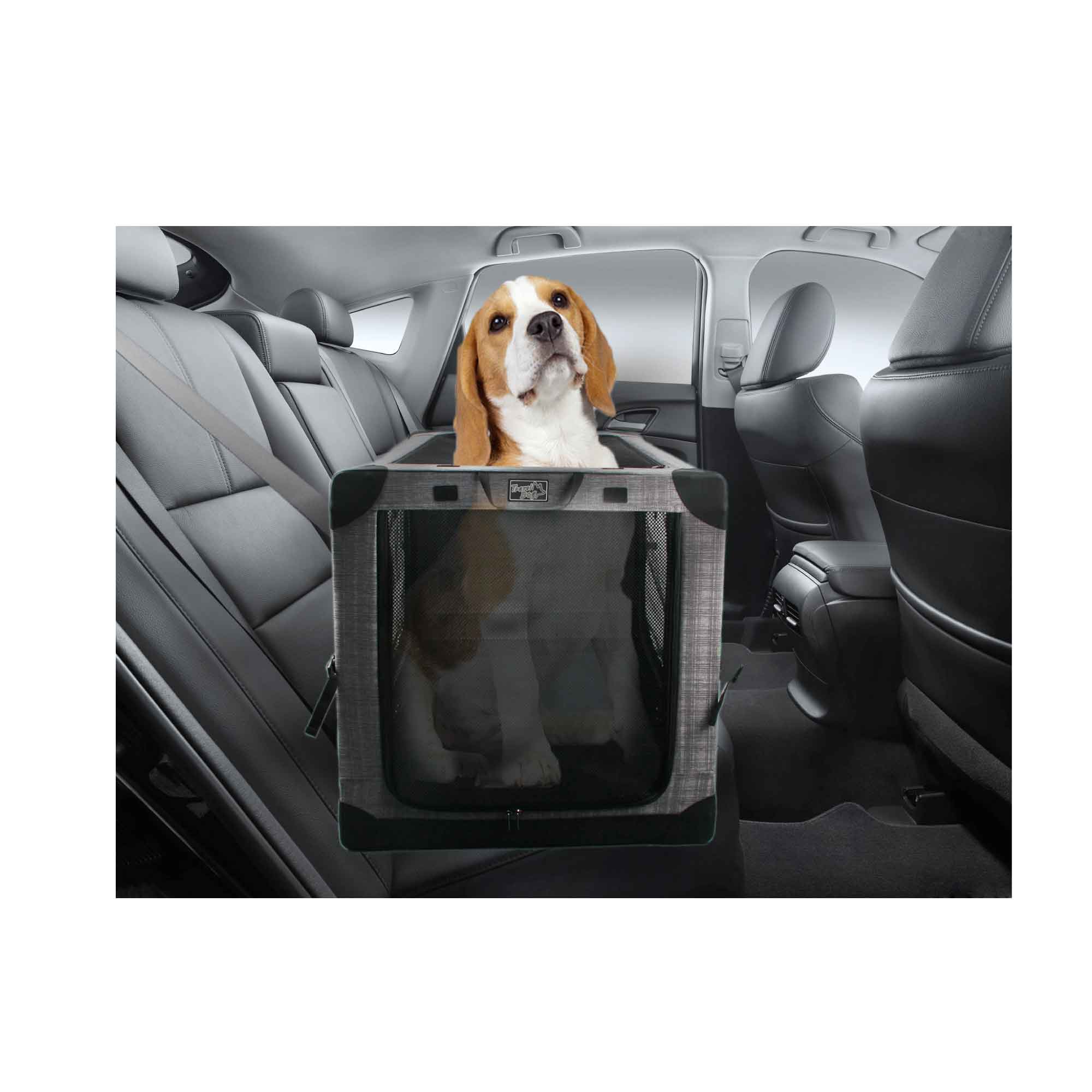 Collapsible Pet Travel Crate - Large Dog Cat Soft Foldable Portable Car Carrier-4