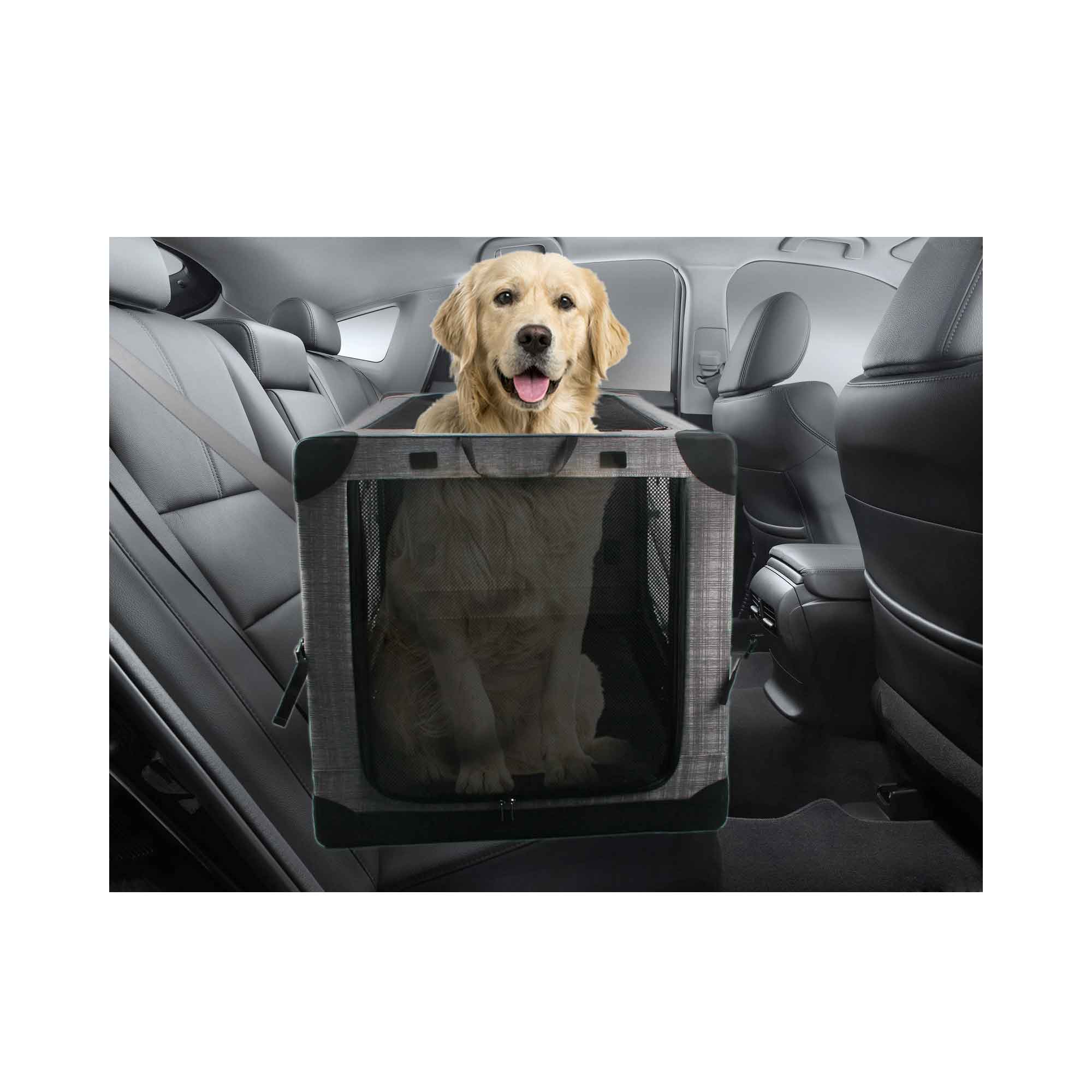 Collapsible Pet Travel Crate - Large Dog Cat Soft Foldable Portable Car Carrier-6