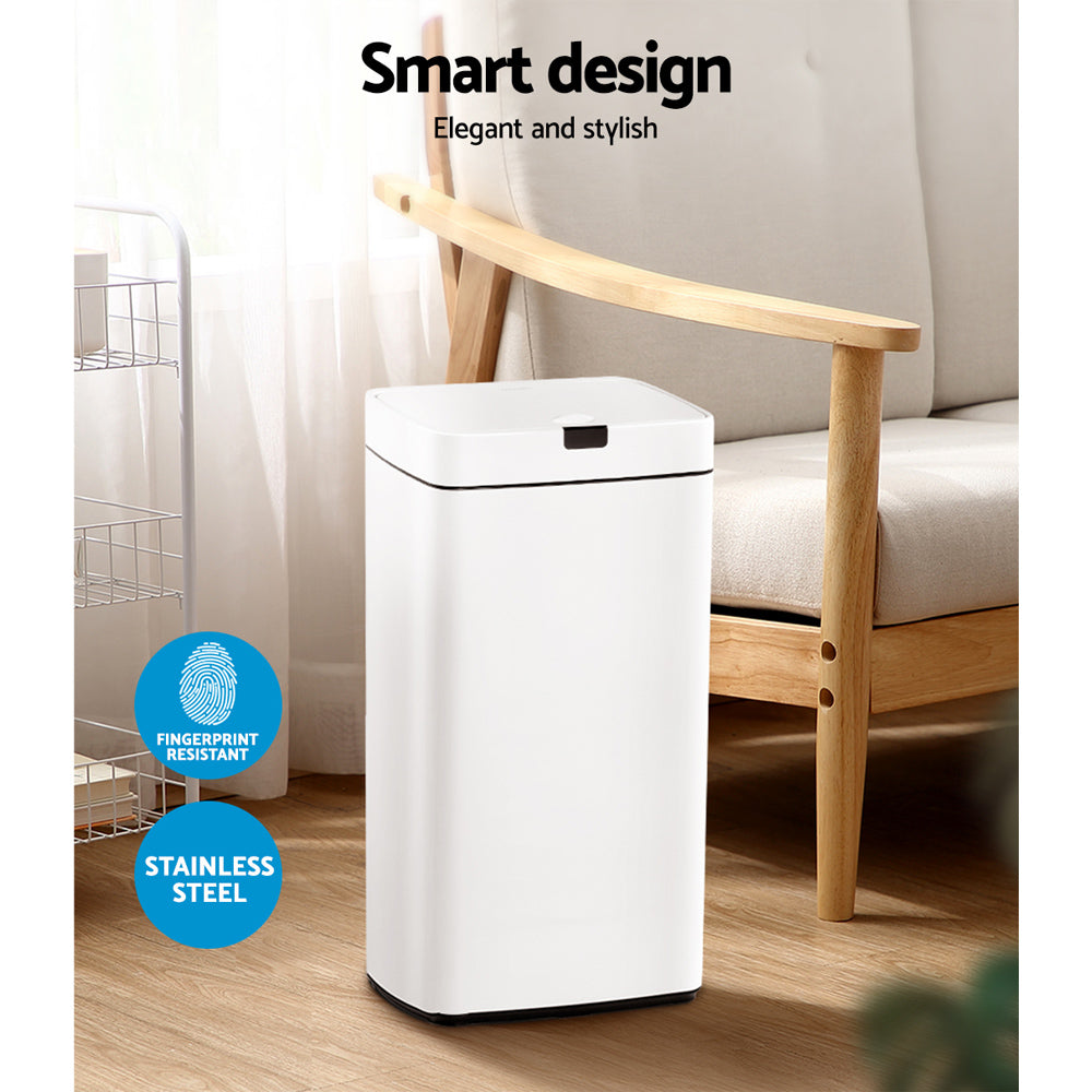 Devanti 45L Sensor Bin White-4