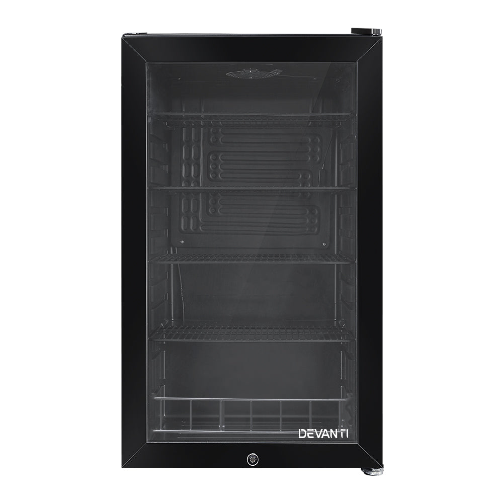 Devanti 98L Bar Fridge Glass Door Mini Freezer Fridges Countertop Beverage Commercial-2