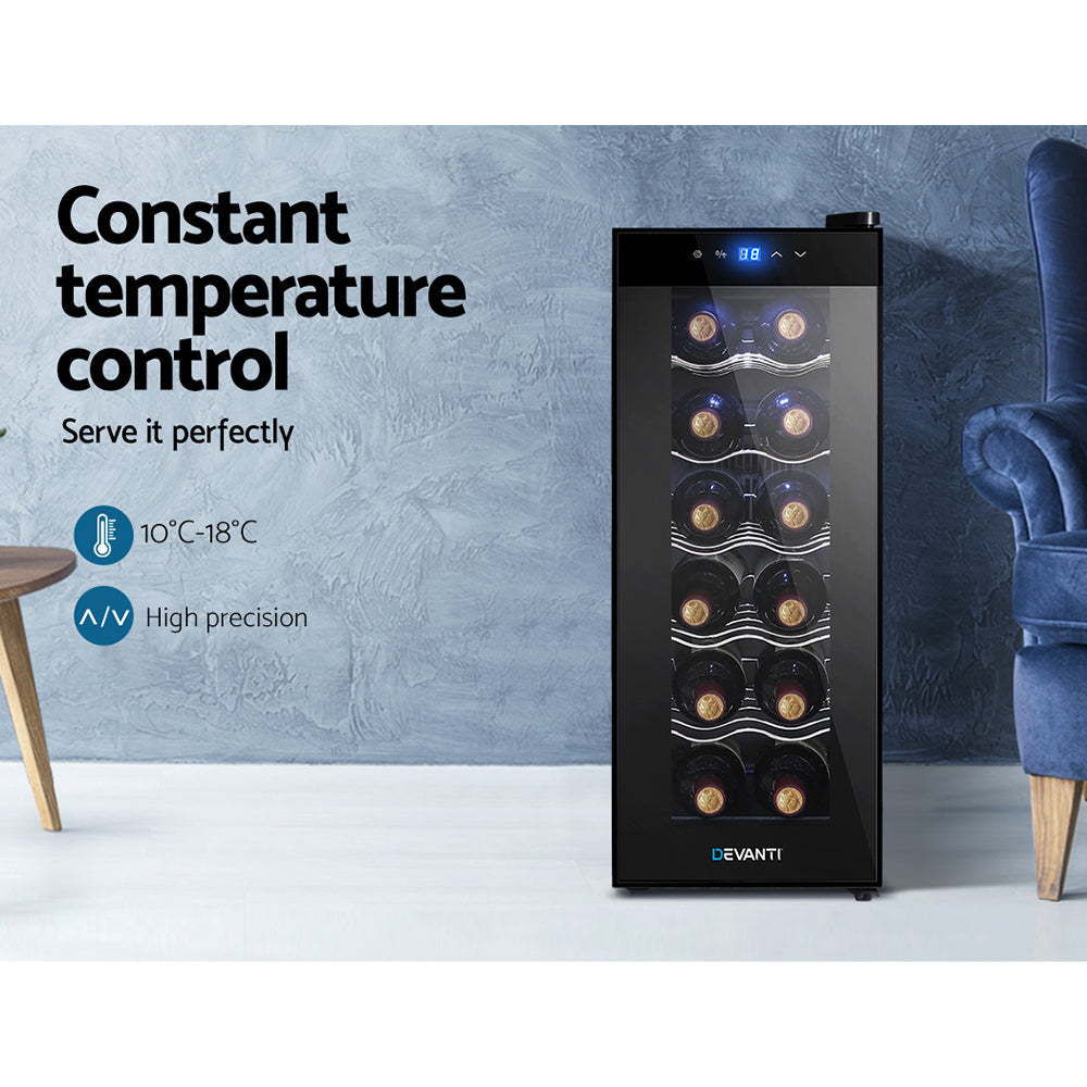 Devanti Wine Cooler 12 Bottle Thermoelectric Fridge Storage Chiller-5