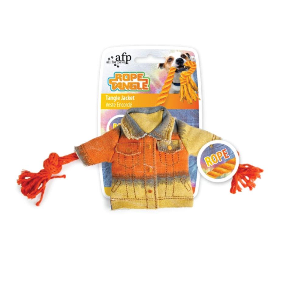 Dog Chew Rope Squeak Jacket For Biting + Cleaning Puppy Teeth Play Toy AFP-0