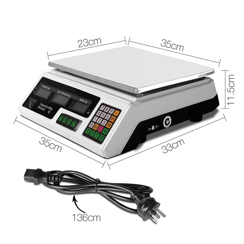 Emajin Scales Digital Accurate 40KG Weighing Kitchen Scales Platform Scales LCD White-1