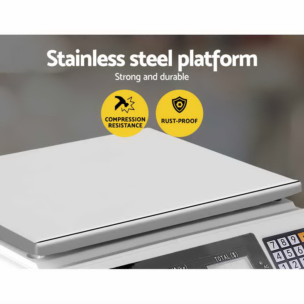 Emajin Scales Digital Accurate 40KG Weighing Kitchen Scales Platform Scales LCD White-3