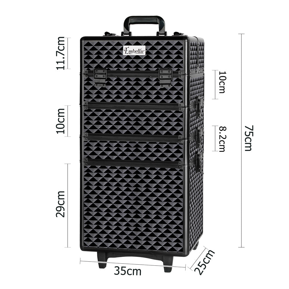 Embellir 7 in 1 Portable Cosmetic Beauty Makeup Trolley - Diamond Black-1